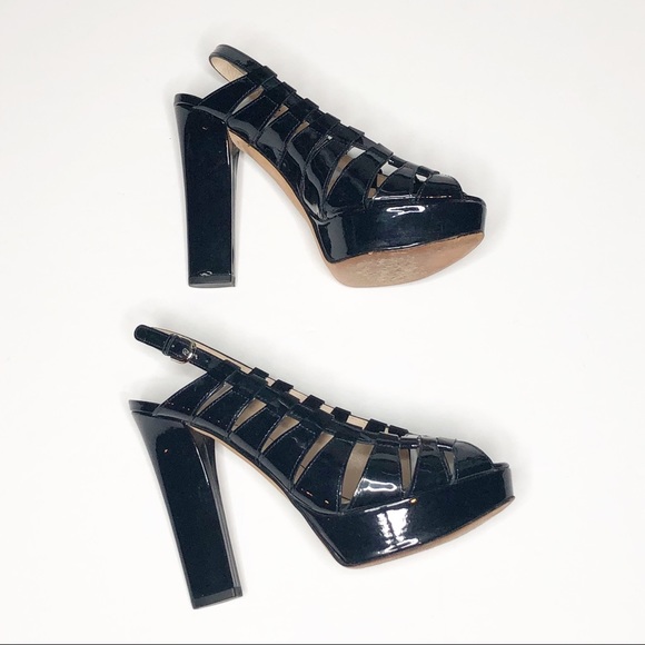 Giorgio Armani Black Patent Slingback Peeptoe Heels 6 - Picture 4 of 10